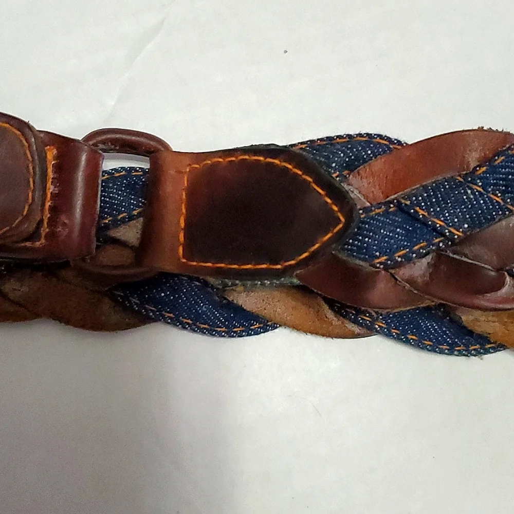 Hand Braided Leather & Denim Rodeo Vintage Casual Belt S/M